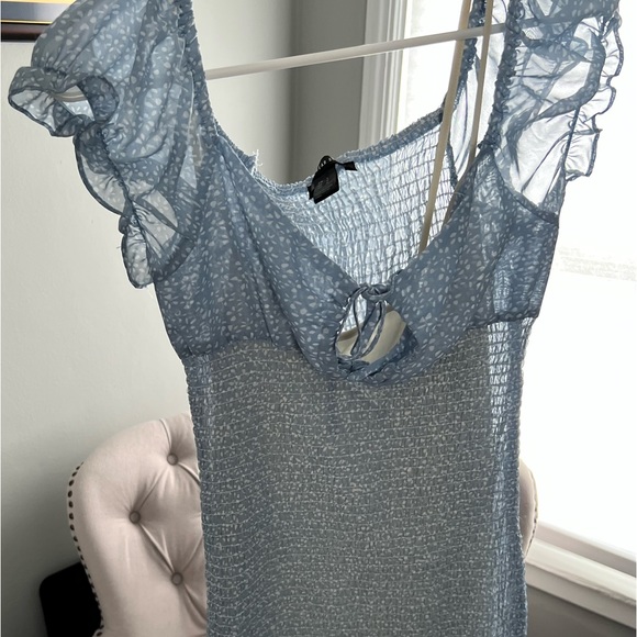 Blue Off the Shoulder Dress - Picture 6 of 7